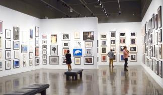 Patrons browsing in an art gallery