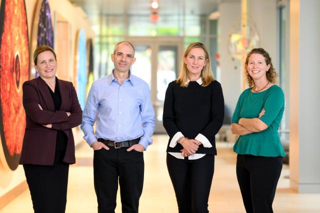 The HEALS Leadership team (left to right): Angela Koehler, Iain Cheeseman, and Katharina Ribbeck, with Senior Program…