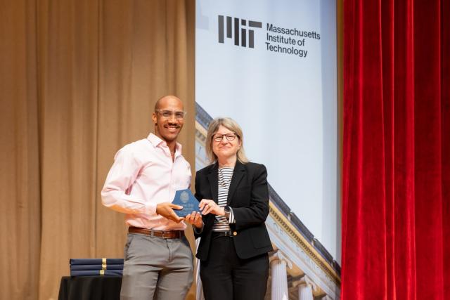 Benjamin Lewis (left), a graduate student in the Institute for Data, Systems and Society in the MIT Schwarzman College of…